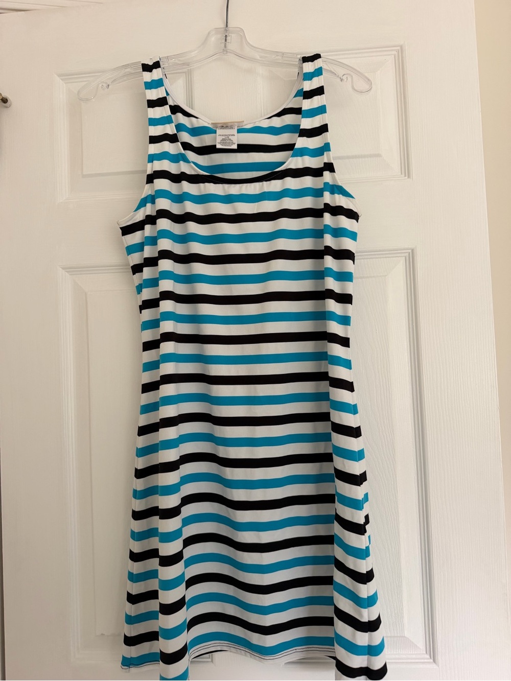 Michael Kors Sleeveless Midi Dress in White, Black & Teal
